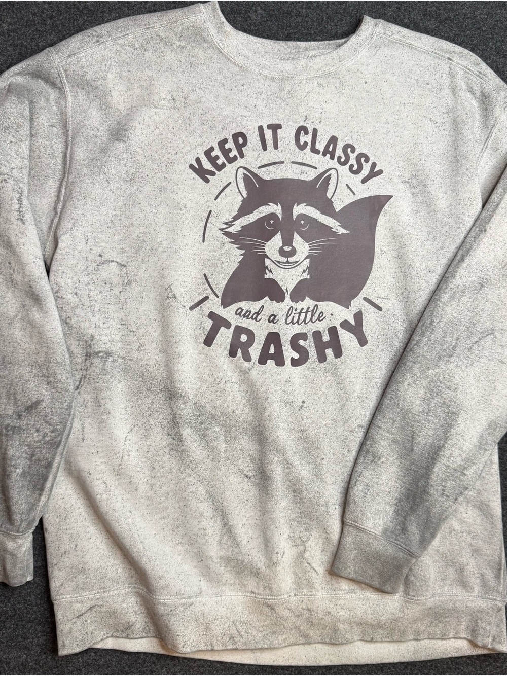 New large Comfort Colors Gray Raccoon Graphic Sweatshirt